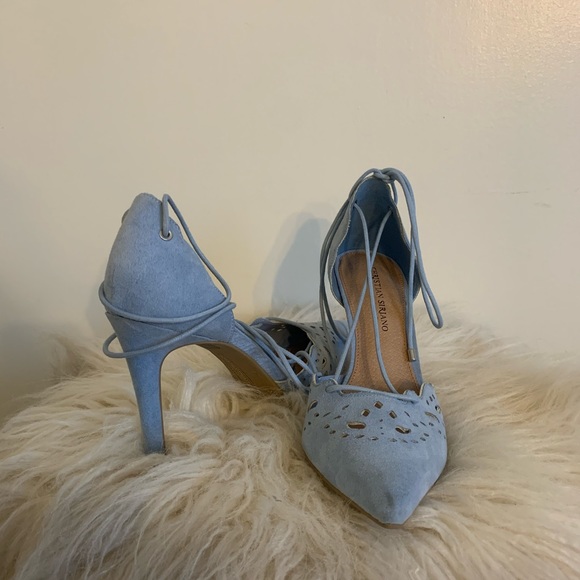 baby blue lace up heels